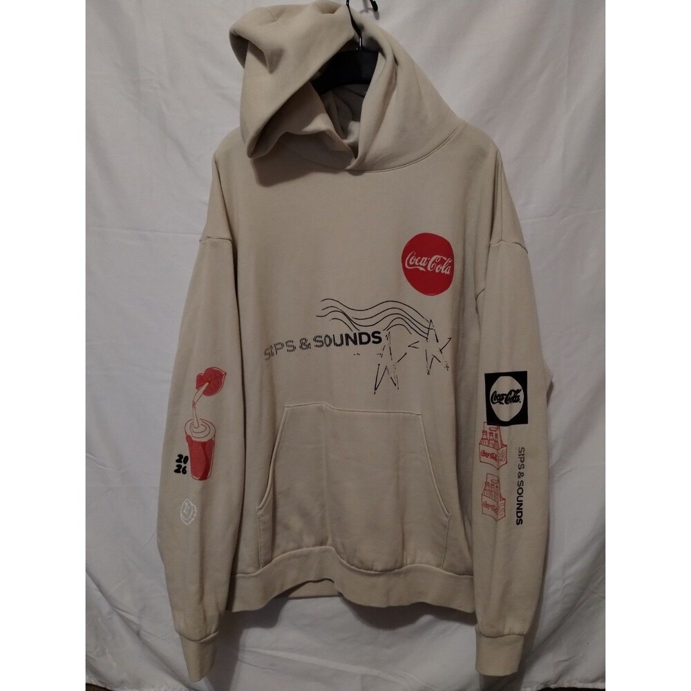 Coca Cola Sips & Sounds 2026 Music Festival Beige Oversized Pullover Hoodie